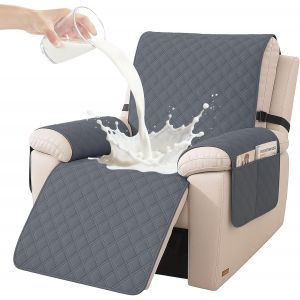 SUBZONAL-Housse Fauteuil Relax 1 Place, Housse De Fauteuil &Eacute;tanche Inclinable, Housse Fauteuil Antid&eacute;rapant avec Poches Lat&eacute;rales, Housse pour Fauteuil Relax Electrique Lavable, Gris Fonc&eacute; - Neuf