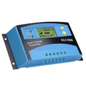 Controleur de charge de panneau solaire PWM double USB, ecran LCD 12 V, 24 V, 30 A (bleu) - Neuf