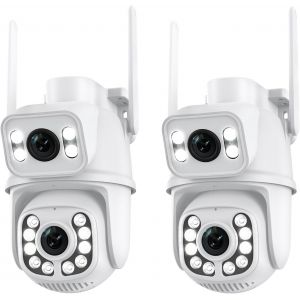 ChenQuanSarl-Camera Surveillance Wifi Exterieure Double Objectif,Ptz Camera Ip Exterieur Wifi 2K 4Mp,Vision Nocturne Couleur,Détection Humaine,Audio Bidirectionnel,Étanche Ip66,Storage Sd/Cloud,2P - Neuf