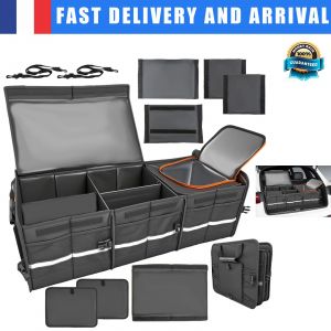 Organisateur pliable pour coffre de voiture,bo&icirc;te de rangement m&eacute;nag&egrave;re &agrave; plusieurs compartiments,organiseur pliable unisexe pour accessoires de voiture,base antid&eacute;rapante,sanglesdefixation s&eacute;curis&eacute;es - Neuf