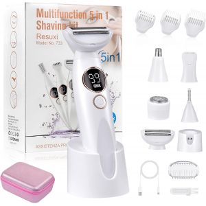 Rasoir Electrique Femme, 5 En 1 Tondeuse Femme Intime, Usb Rechargeablerasoir Indolore, Ipx7 &Eacute;tanche Tondeuse Femme Intime Pour Visage, Bras, Jambes, Aisselles - Neuf