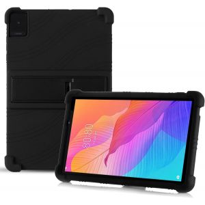 Coque Pour Tcl Tab10L Gen2, &Eacute;tui De Protection En Silicone Antichoc Avec Coins Renforc&eacute;s, Fonction Support Souple Silicone Bumper Housse - Noir - Neuf
