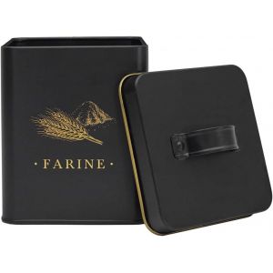 Eryi-, Bt6812, Boîte En Métal Noir Et Doré Pour Conservation D'ingrédients Secs, Design Élégant Et Hermétique, Idéale Pour Farine, Sucre Ou Riz - Taille : Grande, Couleur : Noir Et Or - Neuf