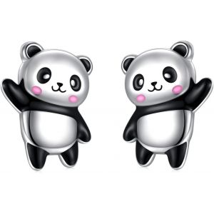 Senior-Boucles D'oreilles Panda Pour Femmes 925 Boucles D'oreilles Panda En Argent Sterling Pour Filles Bijoux Animaux Mignons Cadeaux D'anniversaire De Noël[L1753] - Neuf