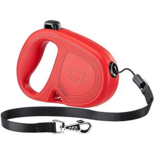 Laisse Chien Enrouleur Flippy One, Laisse Pour Chiens De Taille Moyenne Jusqu'&agrave; 20 Kg. Cordon Extensible Max 5 M. Bouton Unique Pour Verrouiller Et Lib&eacute;rer, Rouge - Neuf