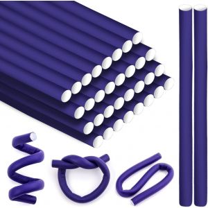 KAL-Pièces Bigoudis Cheveux, Bigoudis Flexible Mousse Torsadée Bigoudis Boucleur A Cheveux Sans Chaleur, Violet Rouleau Cheveux Heatless Hair Curlers Pour Femmes Les Filles Cheveux Court Et Long - Neuf