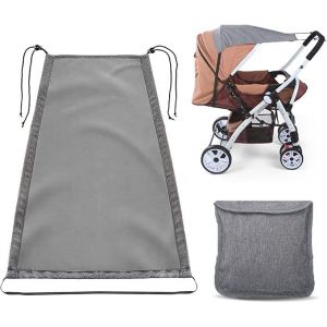 Pare-Soleil Pour Poussette Bidirectionnel (Gris), Universel Avec Housse De Protection Uv, Imperméable Et Anti-Pluie, Pare-Soleil Pour Poussette - Neuf