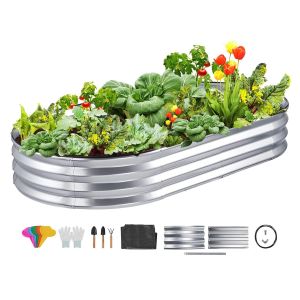 Letnerny-Jardinière 182,5x92,5x28 Cm Lit De Jardin Surélevé En Métal Galvanisé Bac De Plantation Avec Base Ouverte Pour Cultiver Fleurs Végétaux Herbes Plantes Grasses Jardin Terrasse Patio Balcon Ar - Neuf