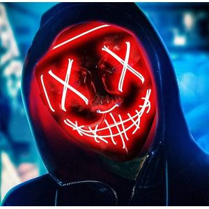 Led D'horreur Masque, Masque D'halloween, De Purge Avec 3x Effets De Lumière, Contrôlable, Pour Le Carnaval Costume Du Parti De La Décoration, Du Cosplay, Décorations De Fête - Neuf