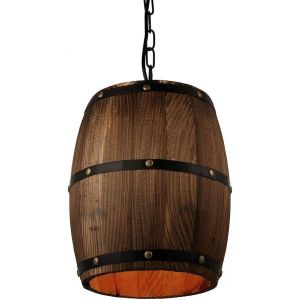 Loft Country Am&eacute;ricain Bois Tonneau De Vin Luminaire Suspendu Plafonnier Lampe E27 Barre Lumineuse Caf&eacute; Salon Cuisine Restaurant Chambre (Middle) - Neuf