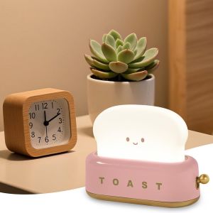 Veilleuse B&eacute;b&eacute;, Toast Led Veilleuse Enfant Rechargeable, Lampe De Chevet Enfant Luminosit&eacute; Et R&eacute;glables Avec Fonction Minuterie Cadeau Anniversaire De Noel Pour Garcon, Bebe Et Fille - Rose - Neuf