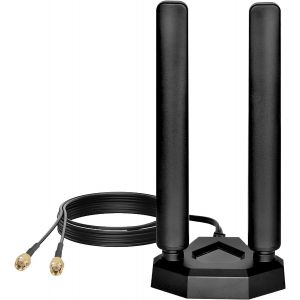 Tri Band WiFi 6E Antenne 8dBi 2.4GHz 5.8GHz 6GHz WLAN Antenne avec embase magn&eacute;tique RP-SMA m&acirc;le Antenne int&eacute;rieure Compatible avec WLAN Routeur sans Fil Bluetooth WiFi Cam&eacute;ra de s&eacute;curit&eacute; - Neuf