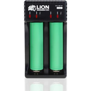 LIONcell LC200 18650 Chargeur Double pour Batteries Li-ION (18650,26650,26500,etc.) Chargeur de Batterie Universel Duo Station de Charge 2 Ports avec indicateur d'état LED - Neuf