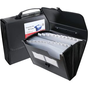 ERYI-Trieur Extensible Avec Étiquettes, Dossier Accordéon 26 Poches Organiseur De Documents, Dossier Accordéon Pour Lettres, Documents A4(Noir) - Neuf