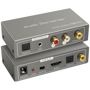 Adaptateur HDMI ARC Numérique Analogique Convertisseur Audio Extractor vers SPDIF Coaxial Optique RCA L R Sortie Stéréo 3.5 mm pour Amplificateur Barre de Son Projecteurs etc - Neuf
