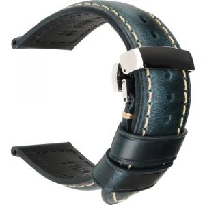 Kafol-Maikes ¿ Bracelet De Montre En Cuir Véritable De Veau,De 18 À 24mm,Avec Boucle Papillon,Accessoires,18mm,Blue - Neuf