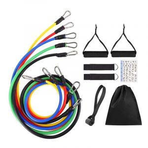 Corde Côtelée Portable,Équipement De Fitness,Extenseur De Poitrine,Bande D'exercice Élastique,Sangle De Rinçage,11 Pièces Par Ensemble-Black-11 - Neuf