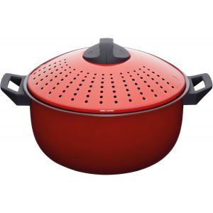 Subzonal-World Of Flavours - Marmite/Casserole/Pot &Agrave; P&acirc;tes Avec Couvercle Passoire Verrouillable, 4 L, Rouge - Neuf