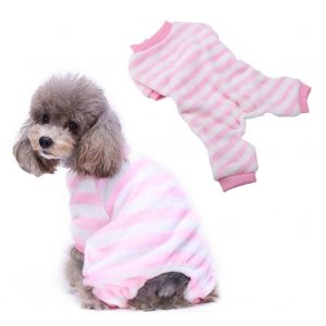 Hjlian Pyjama Raye Rose Pour Chien Et Chat, Combinaison Douce Et Chaude, Vetements D'hiver (S) - Neuf