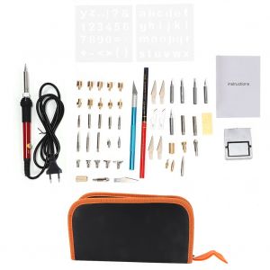 Ensemble de 52 stylos a bois electriques, pyrogravure, fer a souder (prise UE 220 V) (rouge) - Neuf