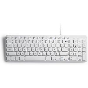 Periboard-213W Clavier Usb Filaire Silencieux, Compact Avec Pav&eacute; Num&eacute;rique, Azerty Fran&ccedil;ais, 36,7 X 12,1 X 1,8 Cm, Blanc - Neuf