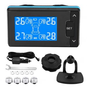 Systeme de surveillance de la pression des pneus TPMS sans fil a energie solaire avec 4 capteurs externes - Neuf