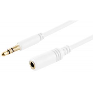 KALANKA-1 rallonge audio blanche de 1,5 m - 3,5 mm - TRS - Slim - Câble d'extension AUX - Connecteurs moulés - Contacts plaqués or - Idéal pour HiFi, appareils audio et systèmes de musique - Neuf