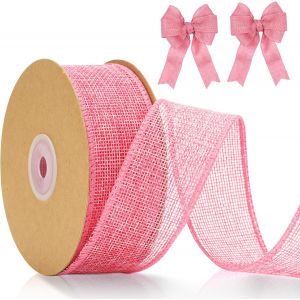 Kal-Ruban De Jute De 4 Cm De Large, 10 M De Ruban Cadeau Vintage En Toile De Jute Rose Avec Fil, Ruban Décoratif En Toile De Jute Pour Travaux Manuels, N?Ud Papillon, Décoration De Mariage - Neuf