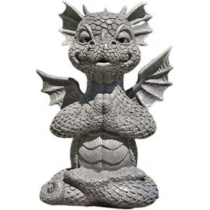 Promotion d'hiver,Méditation de jardin Statue de dragon,Statue de jardin Sculpture statue,collection 16cm résine ornement extérieur décoration de jardin - Neuf