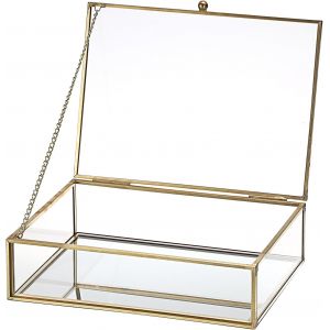 Bo&icirc;te &Agrave; Bijoux Dor&eacute;e Vintage Avec Couvercle En Verre - Vitrine &Agrave; Bijoux Rectangulaire - Bo&icirc;te &Agrave; Bijoux - Cadeau Pour Femme - Bo&icirc;te De Rangement Pour Chambre &Agrave; Coucher, Salon, Bureau - Neuf