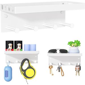 Cauc-Porte Clef Mural, Support Mural Pour Laisse Pour Chien, Support Clef Mural, Porte-Cl&eacute;s Mural, Rangement Pour Clef, Courrier, Accessoires Pour Animaux De Compagnie, Pour Les Entr&eacute;es (Blanc) - Neuf