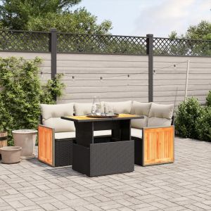 Prolenta Premium - Salon De Jardin 5 Pcs Avec Coussins Noir R&eacute;sine Tress&eacute;e - Neuf