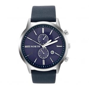 Analogique Rond Quartz Bracelet En Cuir Date Lumineux Aiguilles Montre Montre-Bracelet (Cadran Bleu) - Neuf