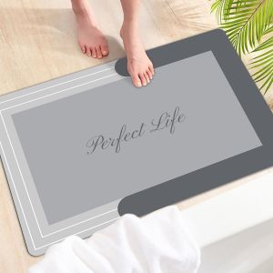 KAL-Tapis De Bain Antidérapant Absorbant,Tapis Salle De Bain Diatomite Microfibre,Tapis De Bain À Séchage Rapide,Fibre Superfine Doux Confortable Tapis D'Entré,Tapis De Salle De Bain Doux - Neuf
