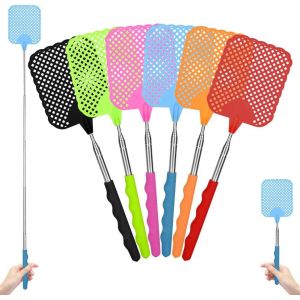 KALANKA-Tapettes à Mouches Extensible, 6 Pièces Tapetteà Mouche Main Tapette à Mouches Télescopique et Durable avec Poignée en Acier Inoxydable pour Les Mouches Moustiques Nuisibles (MultiColorés) - Neuf