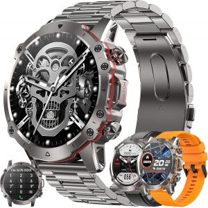 Montre Connectée Homme Avec Appels Bluetooth Et Sms, 1,43"" Amoled Smartwatch Avec 110+ Modes Sportifs 5atm Étanche, Tracker D'activité, Sommeil, Fréquence Cardiaque, Spo2 Pour Ios Android (Argent) - Neuf
