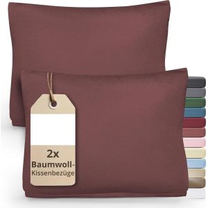 Cauc-Greenline Lot De 2 Housses De Coussin En Jersey De Qualit&eacute; Sup&eacute;rieure - 100 % Coton - Vieux Rose - Lot De 2 Housses De Coussin De Nuque - 40 X 60 Cm - Neuf