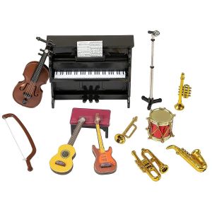 Ensemble d'instruments de musique miniatures 12PcsMini Instruments de musique mod&egrave;le Accessoires de d&eacute;coration - Neuf