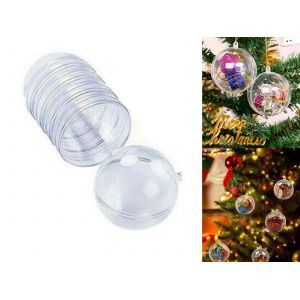 Lot de 10 d&eacute;corations de No&euml;l transparentes en plastique de 3 cm &agrave; remplir - Neuf