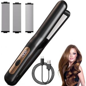 Nsiecd-Mini Fer &Agrave; Friser &Agrave; Double Usage, Baguette &Agrave; Friser De Voyage Portable, Lisseur Boucleur Cheveux, Pour Longs, Courts, Frange, Cheveux Lisses, Boucl&eacute;s Int&eacute;rieures, Voyages, Camping Styling - Neuf