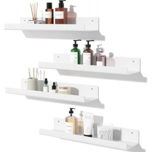 Cauc-Lot De 4 &Eacute;tag&egrave;res Flottantes Blanches Pour Mur, Affichage D'image De 38,1 Cm, &Eacute;tag&egrave;res Murales D&eacute;coratives Pour Salon, Chambre, Salle De Bain, Cuisine, Bureau &Agrave; Domicile, Buanderie (Blanc) - Neuf