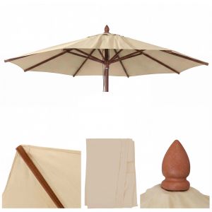 Toile De Rechange Pour Parasol De Restaurant En Bois Hwc-C57b, Housse De Parasol, Ronde &Oslash;4m Polyester 4kgCr&egrave;me - Neuf