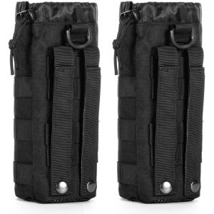 Pochette pour bouteille d'eau de sport, porte-bouteille tactique Molle à cordon de serrage, pochettes tactiques, sac de voyage en maille pour bouteille d'eau, porte-hydratation tactique - Neuf