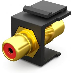 Module Keystone avec connecteur RCA (marquage rouge)|Clé multimédia pour panneau de brassage,prise réseau,support Keystone,adaptateur d'embrayage Plug & Play,noir - Neuf