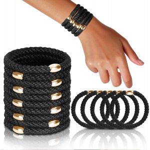 Lot De 10 Chouchous Tress&eacute;s Avec Forte Tenue - Pour Femme Et Fille - Pour Cheveux &Eacute;pais Et Boucl&eacute;s - Noir - Neuf