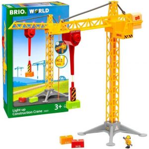 World - 33835 - Grande Grue Lumineuse - Accessoire Pour Circuit De Train En Bois - Piles Incluses - Jouet Pour Gar&ccedil;ons Et Filles &Agrave; Partir De 3 Ans - Neuf