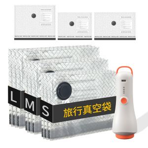 Kit de 9 Sac de Rangement sous Vide pour Voyage avec Pompe &Eacute;lectrique - Neuf