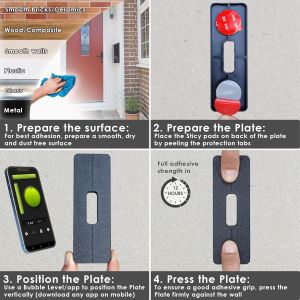 Support Adh&eacute;sif Sans Per&ccedil;age, Compatible Avec Les Sonnettes Eufy Sans Per&ccedil;age, Prot&egrave;ge Les Murs, Plaque Adh&eacute;sive Sans Per&ccedil;age, Convient Aux Propri&eacute;taires, Fabriqu&eacute; Au Royaume-Uni - Neuf