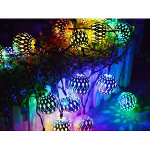 Guirlande Lumineuse Marocaine &Agrave; 40 Led Multicolores, Aliment&eacute;e Par Piles, Pour D&eacute;coration Int&eacute;rieure Et Ext&eacute;rieure - Neuf