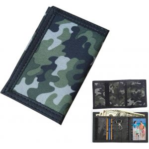 asas-Portefeuille Rfid Anti-Scan Sécurisé Pour Homme-Portefeuille De Sport Compact(12X8X1 Cm)Avec Fermeture Éclair,Toile Polyester Résistante-Idéal Voyage,Gym,École-Vert Armée - Neuf
